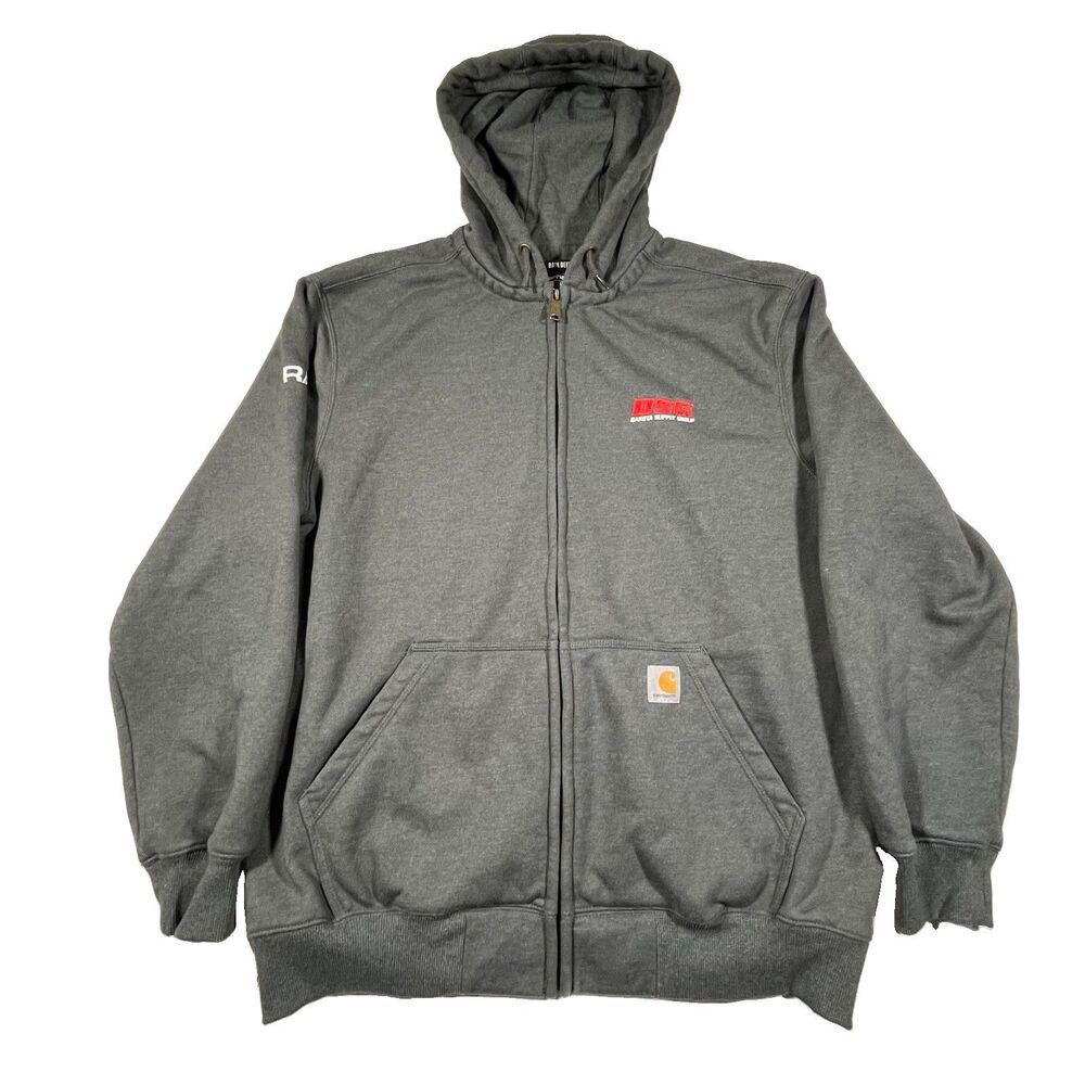 Carhartt Rain Defender Gray Full Zip Hoodie Loose Fit Size XL